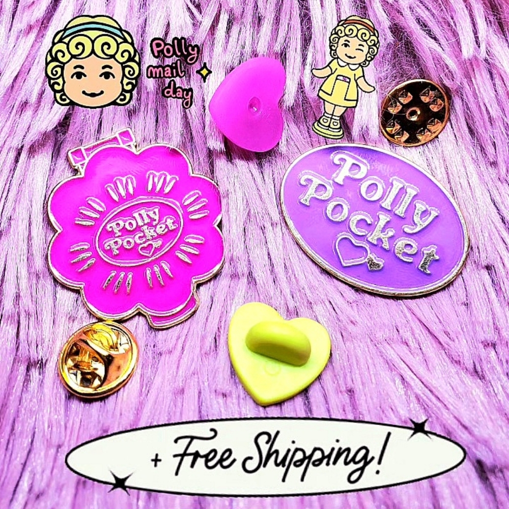 Polly Pocket 30th Anniversary and Flower Shell Play Case Collectible Enamel Pin